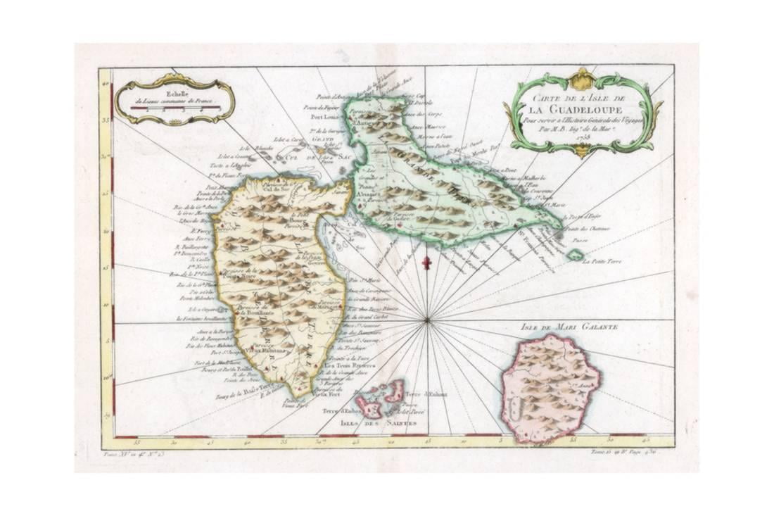 Map of the Caribbean Island of Guadeloupe, C1764 Print Wall Artwork graphic about Printable Map of Caribbean Islands called Map of the Caribbean Island of Guadeloupe, C1764 Print Wall Artwork